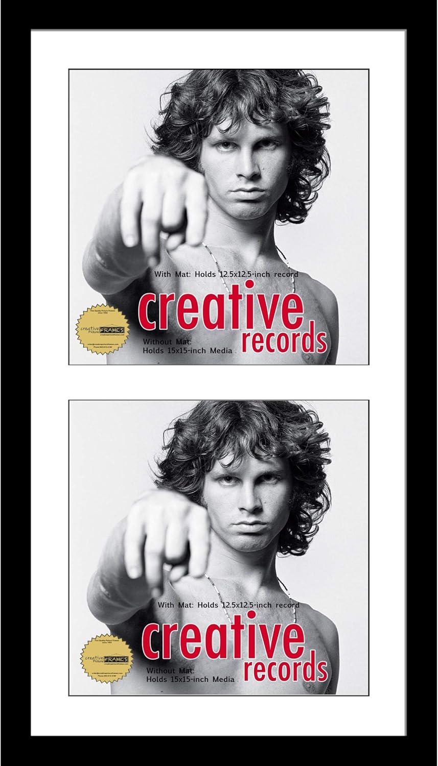 Creative Picture Frames 16x30-inch Double Record Album Cover Frame with White Matting Displays 2 Individual LP Covers