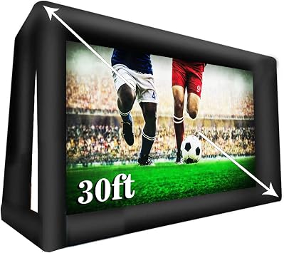 30 FT Outdoor Inflatable Projector Movie Screen-for Outdoor Parties- Front and Rear Viewing Supported-Includes Inflation Fan, Tie-Downs,Repair Kits and Storage Bag... 30