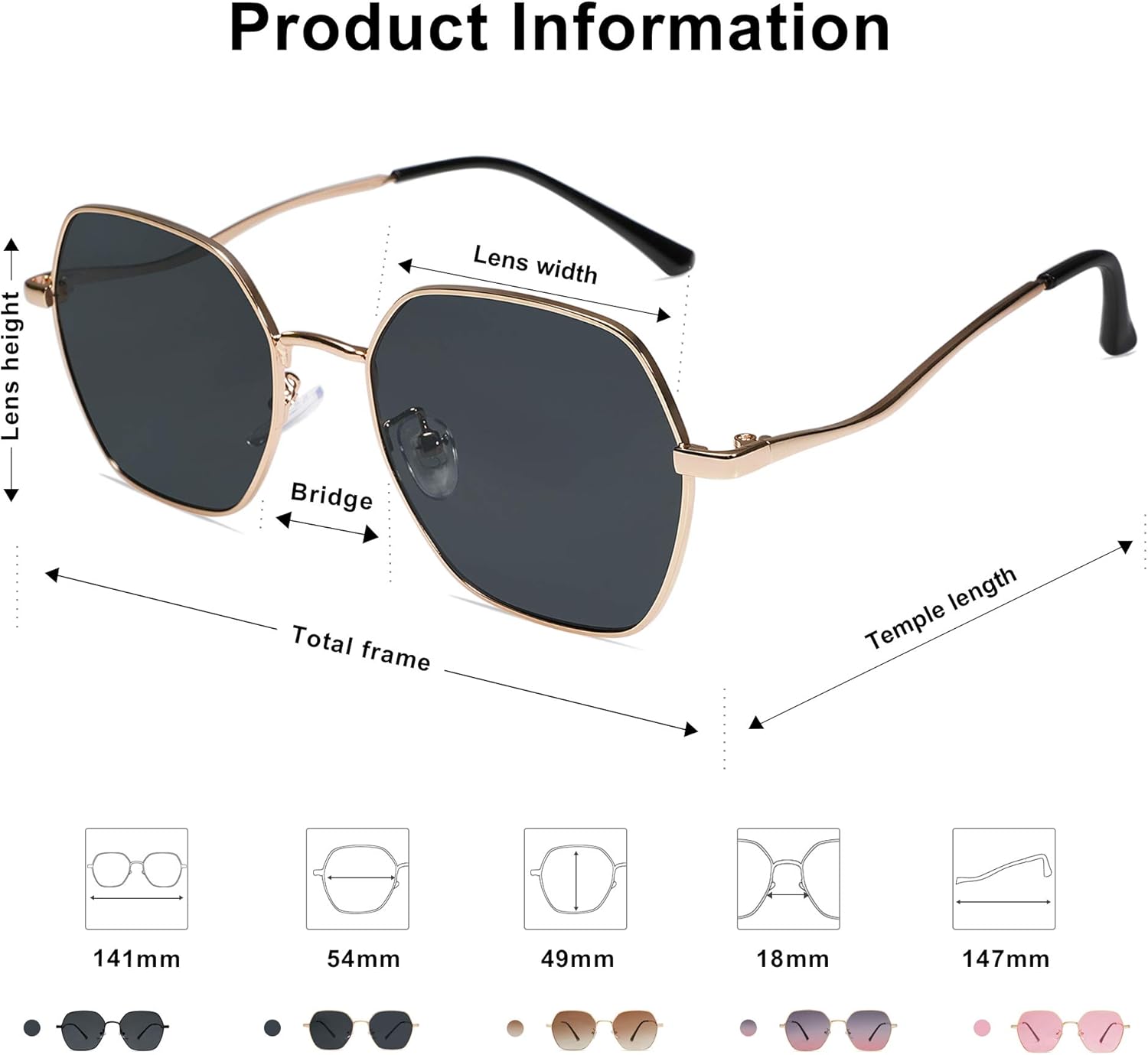 SOJOS Retro Hexagon Square Polarized Sunglasses for Women Men Vintage Hexagonal Polygon Shades SJ1101 - Image 5