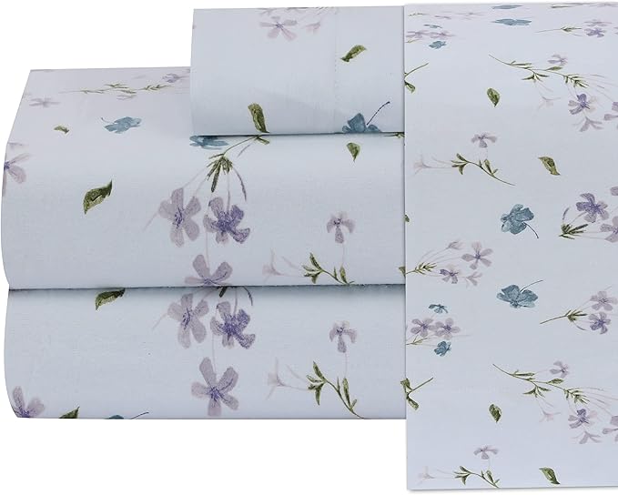 Ruvanti 100 Cotton 4 Pcs Flannel Sheets King, Deep Pocket, Warm, Super Soft