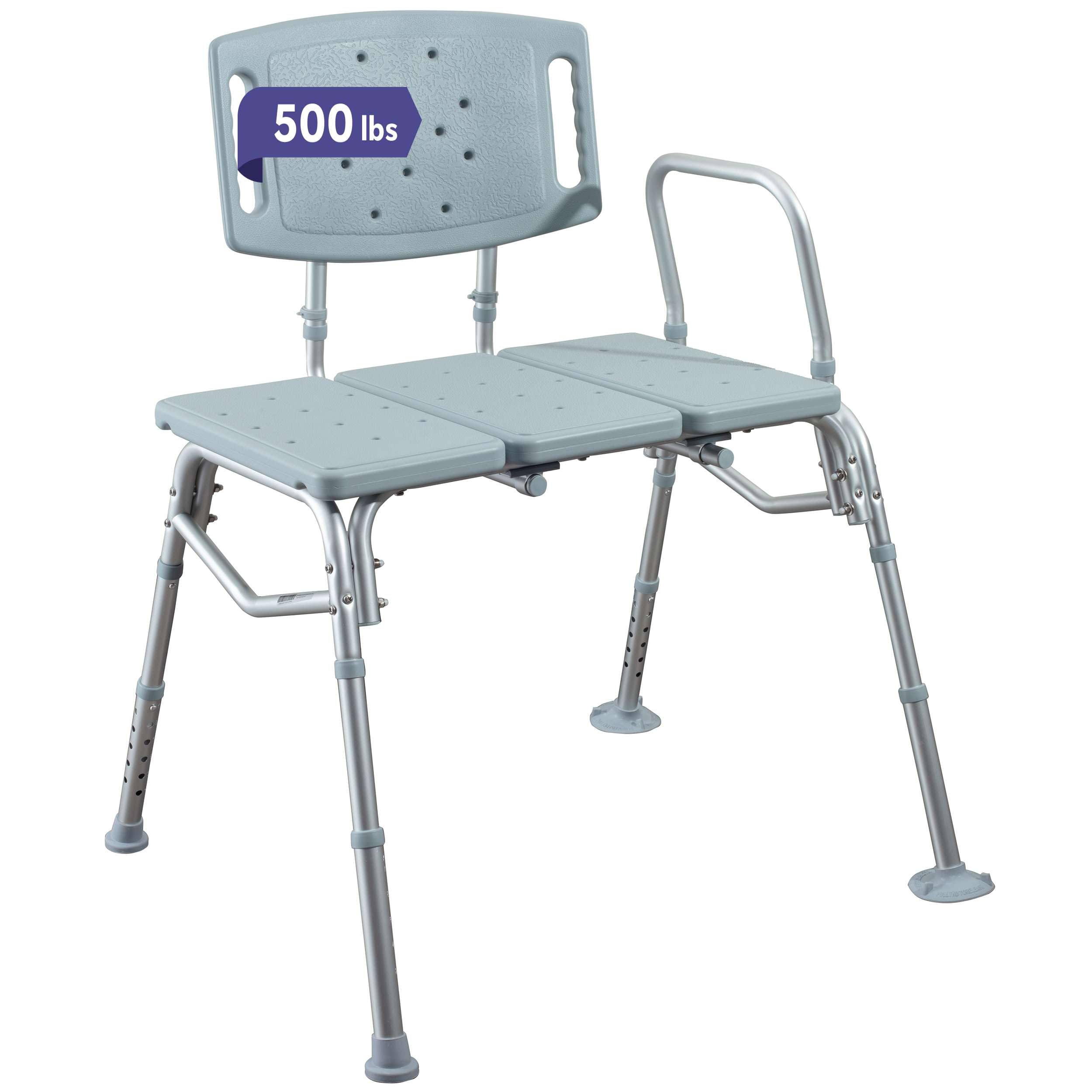 Bariatric Transfer Bench Shower Chair for Bathtub - Adjustable and Lightweight Aluminum Frame with Seat Drainage Holes - Bariatric Shower Benches for Seniors with 500 lb Weight Capacity
