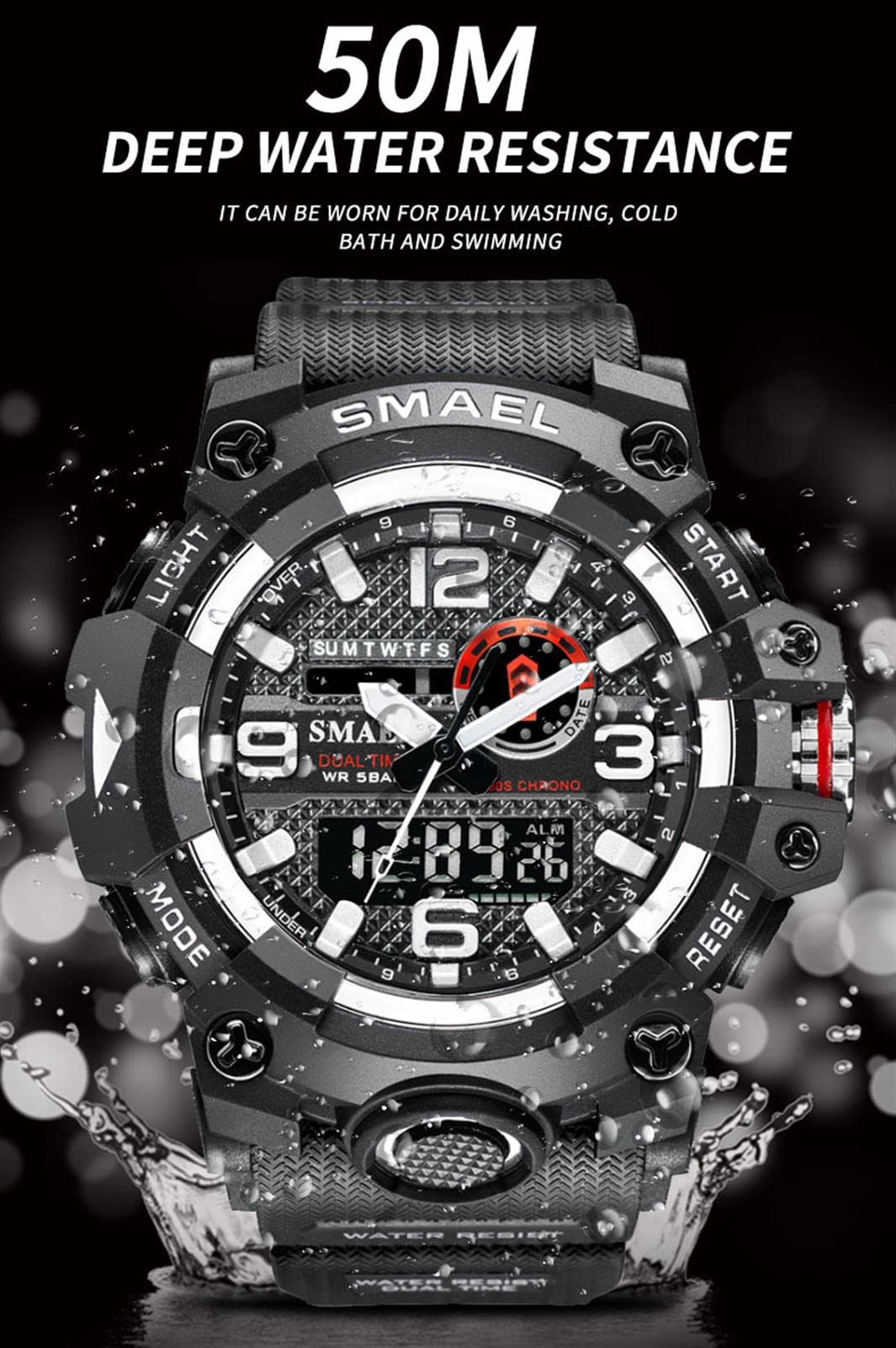 Montre Militaire pour Homme, Analogique Et Numérique, Montre De Sport, Étanche À LED avec Chronomètre Numérique, Montre De Luxe Décontractée