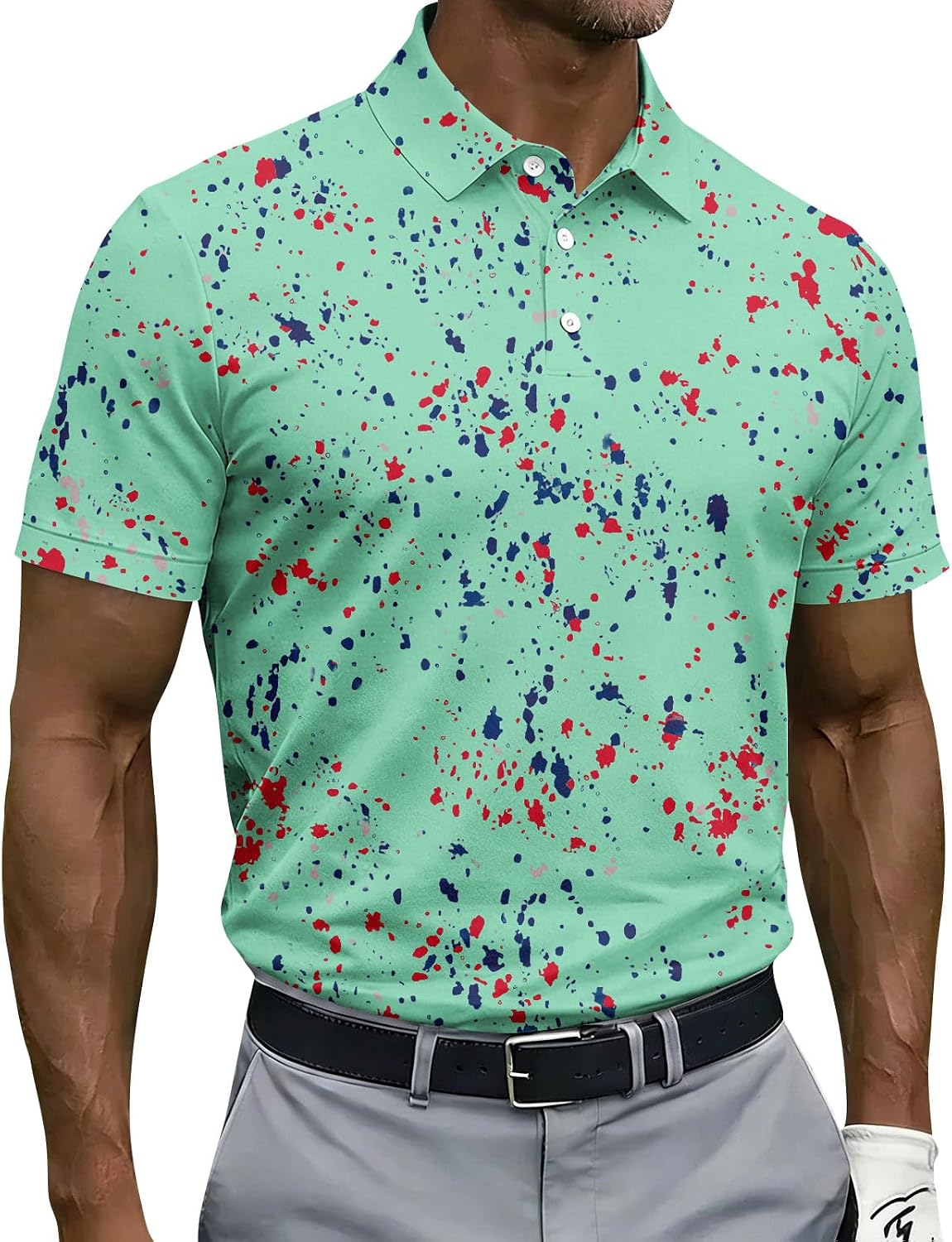Ymosrh Men's Summer Polo Shirt Short Sleeve Casual Print Formal Daily Golf Tennis Collar Shirts, M-3XL