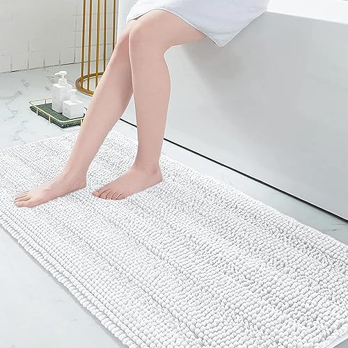 Miniatura 157 de Grandaily - Alfombras de baño de felpilla a rayas, extragruesas y absorbentes, antideslizantes, con fibras largas y suaves, lavables a máquina, para