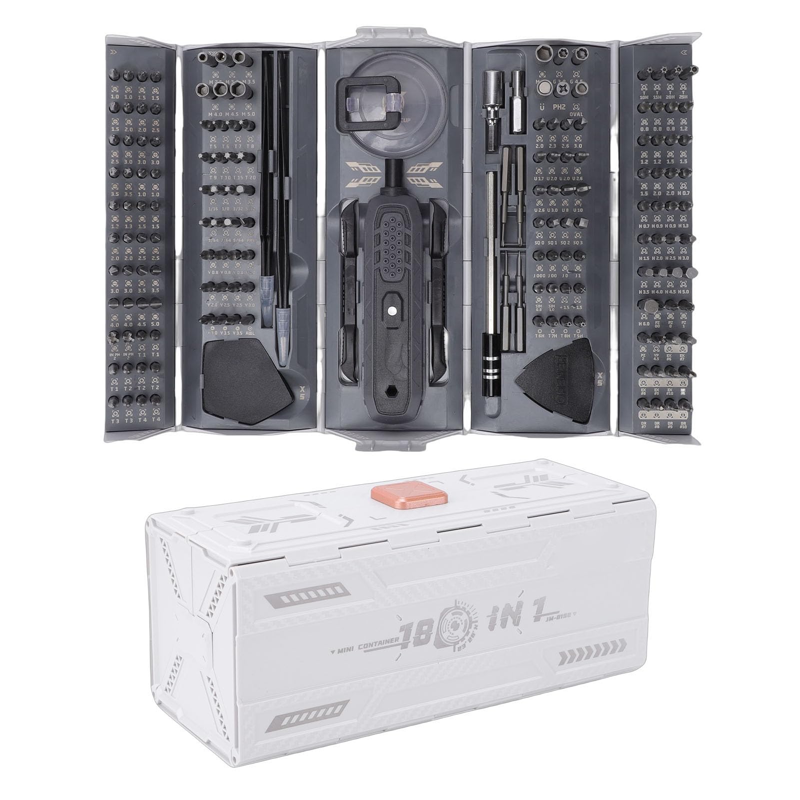 Set di Cacciaviti di Precisione 180 in 1, Kit di Strumenti di Riparazione Magnetici Professionali con Maniglia Scorrevole e Asta di Prolunga, per Laptop, Telefono, Console di