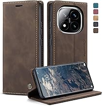 KZB Mobile Phone Case for Xiaomi Redmi Note 14 Pro 5G Case (Not for 4G) Premium Leather Folding Case Magnetic Card Slot Stand Function Flip Case Protective Cover for Redmi Note 14 Pro Plus 5G - Coffee
