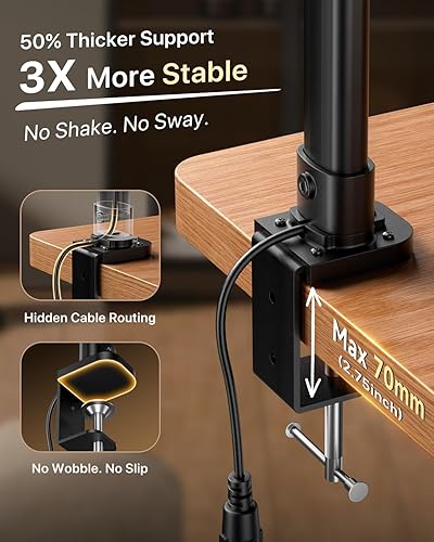 Vista 9 de ONEMIX Lámpara de escritorio LED de 42 pulgadas con abrazadera, luz de escritorio de arquitecto con control remoto, barra ajustable de 4 segmentos