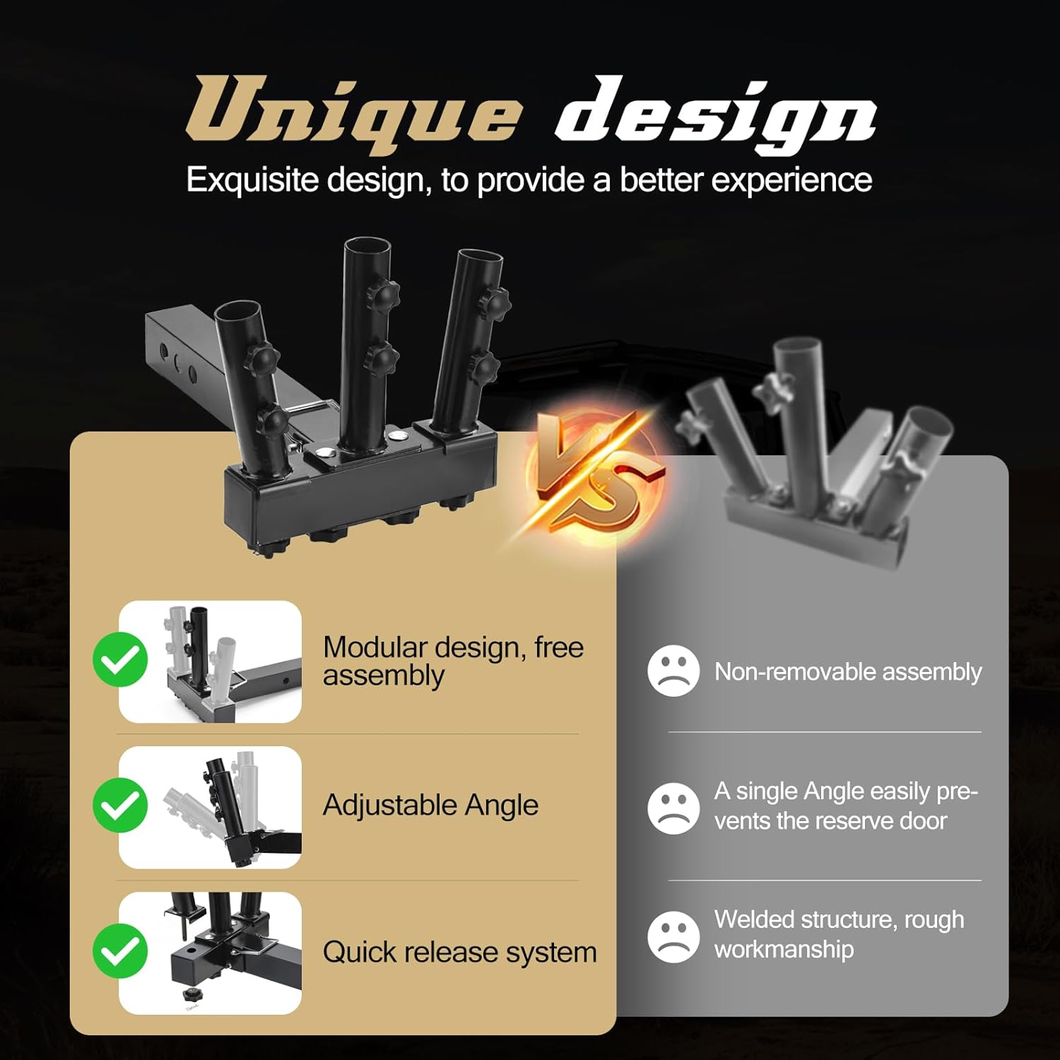 Hitch Flag Pole Holder, Universal Flagpole Hitch Mount Fits All 2-inch Receivers for Driving Trailers