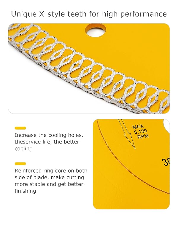 Solidure 12 Inch Diamond Blade for Granite Porcelain Tile,300mm Diamond Porcelain Cutting Blade with 1" Arbor, Wet Cutting by solidure - Image 4