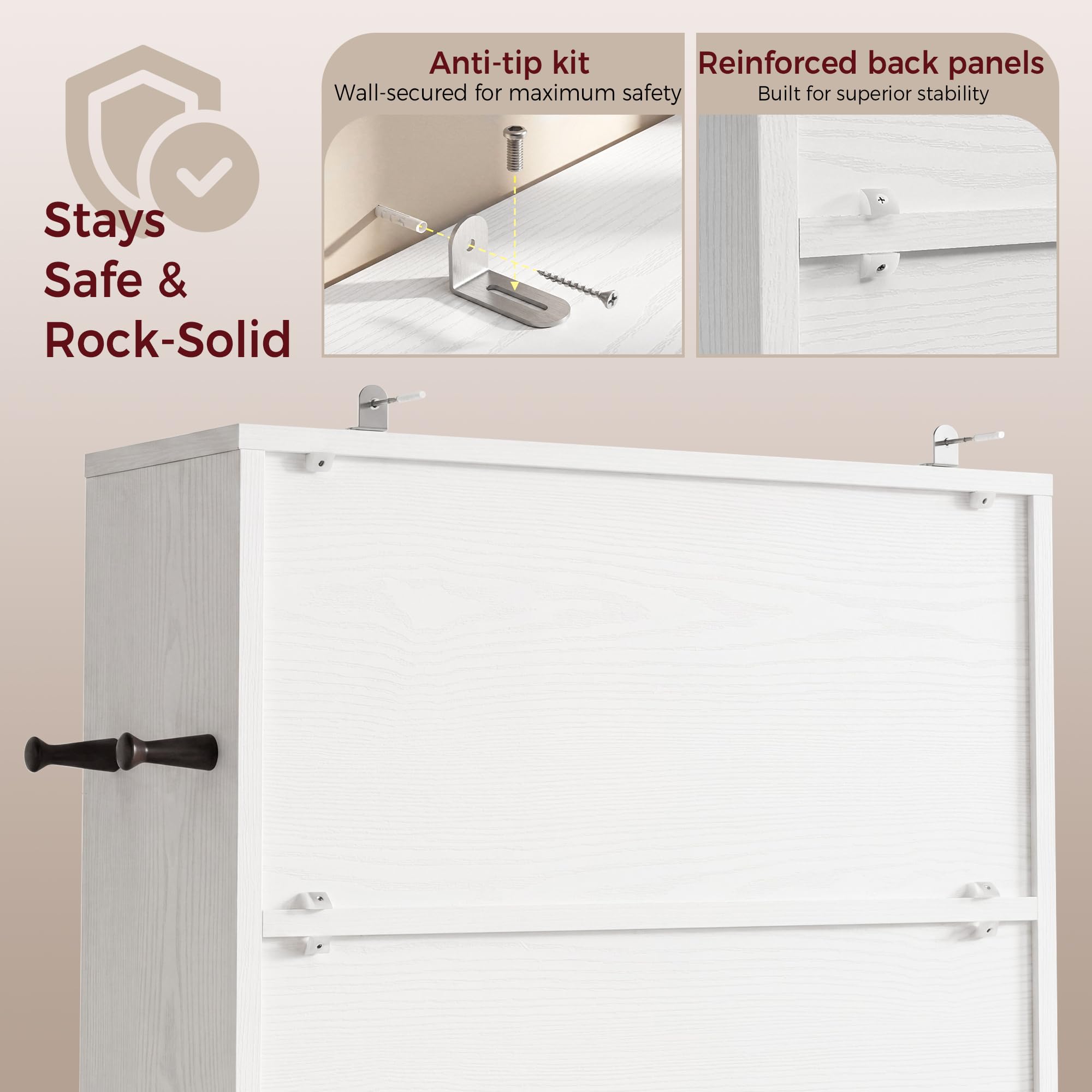 IRONCK Bücherregal 195 cm Extra Hoch, 6 Ebenen Standregal mit Rundbogen, Bücherwand mit 2 Haken, Offenes Aufbewahrungsregal & Display-Regal für Büro, Wohnzimmer & Arbeitszimmer