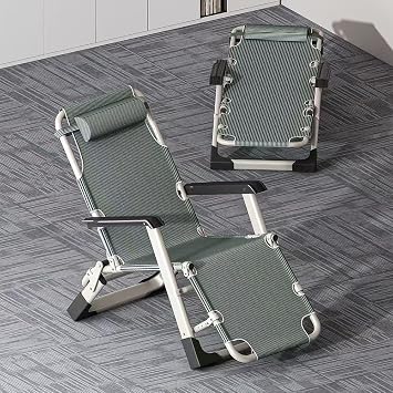 Folding Textile Waterproof Patio Lounger, Outdoor Adjustable and Reclining Sun Lounger with Pillow and Saddle Bag for Lawn, Beach, Swimming Pool, Portable Camping and Sunbathing