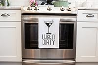 Vista 4 de Toalla de cocina divertida hecha a mano, 100% algodón, divertida toalla de barra de Martini sucio para cocina, I Like It Dirty, perfecta