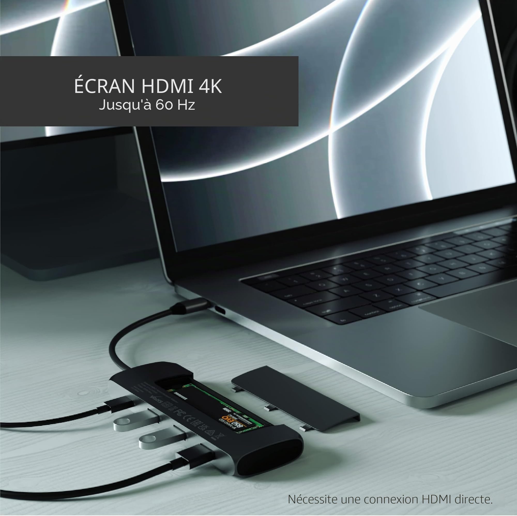 SATECHI Hub USB C 5 en 1 avec Boîtier SSD M.2 SATA, PD 100W, Noir Sidéral