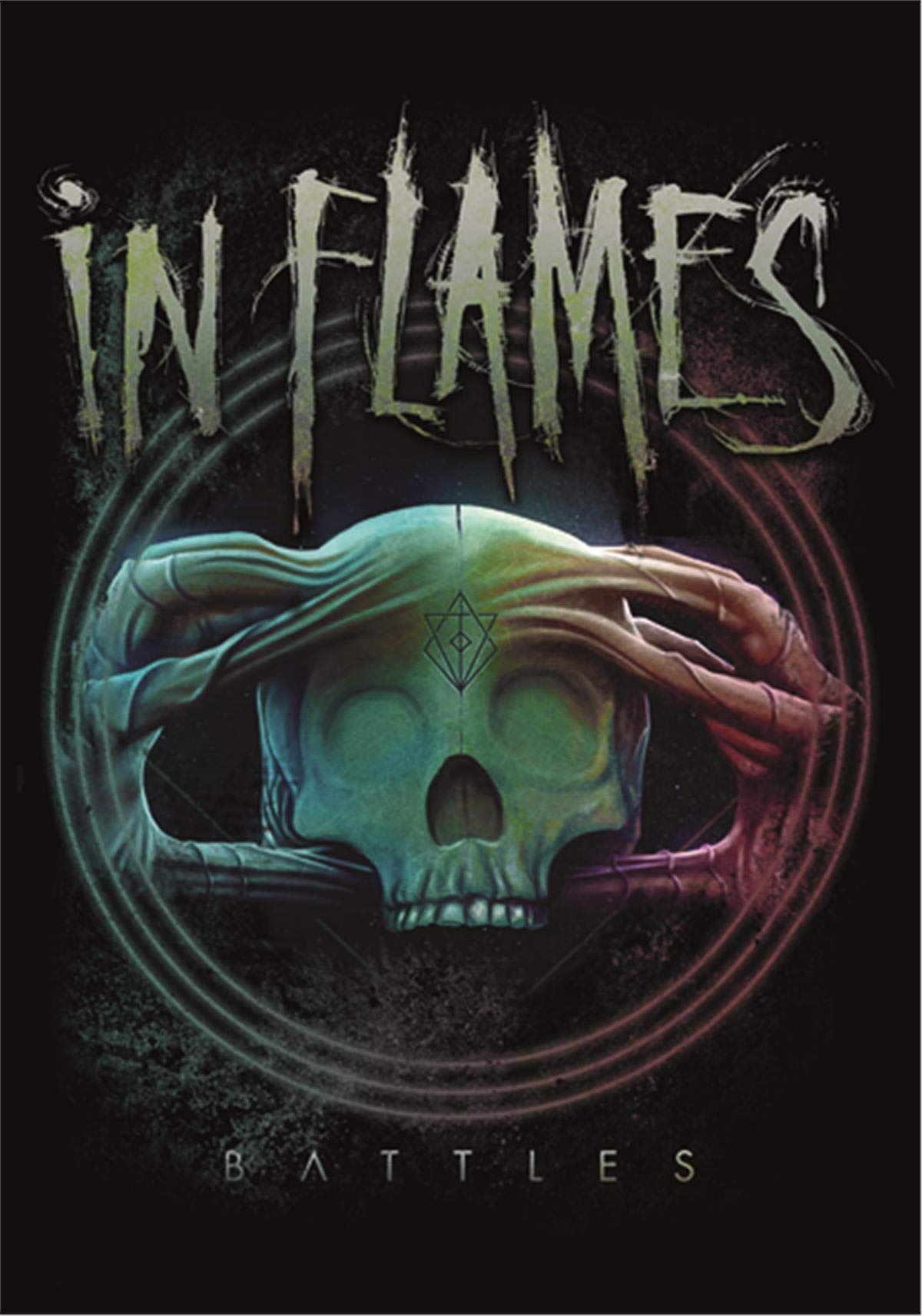 In Flames Multi-Coloured Heart Rock Original Flames Battles Flag, Fabric, Multicolor, 110X75x0cm