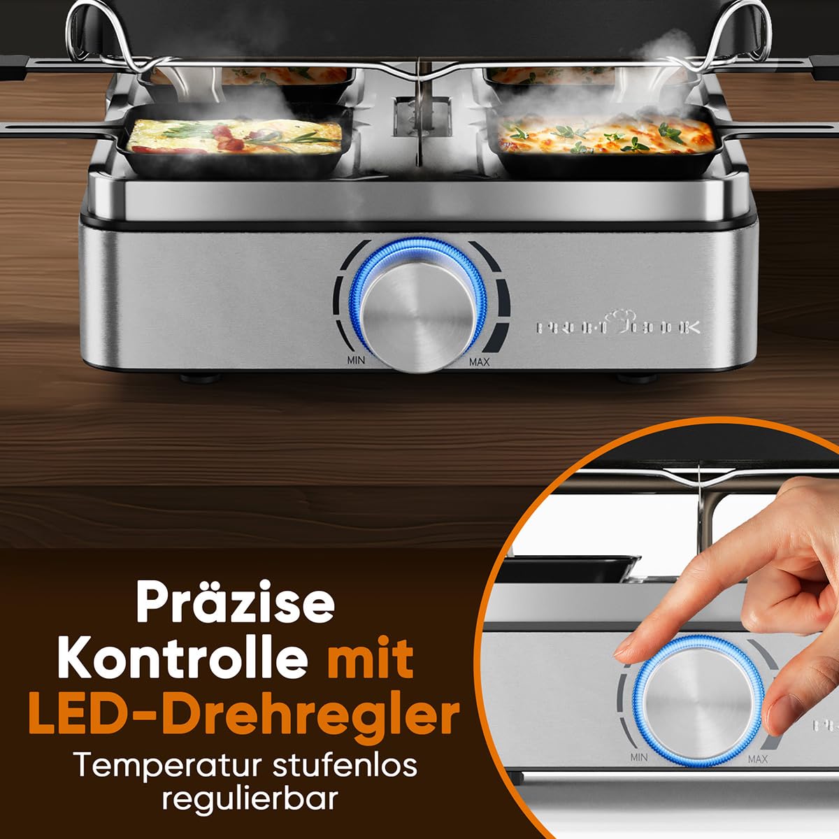 ProfiCook Raclette Fondue Kombination für 8