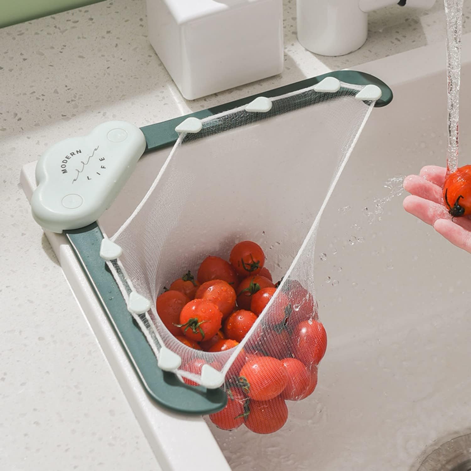 – Tazweeq Kitchen Sink Strainer, Triangle Tri-Holder Filter, Triangular Drain Rack Sink Corner Strainer, Net Kitchen Sink Garbage Storage Holder, for Food Waste Leftover, Holder+Filter Bag
