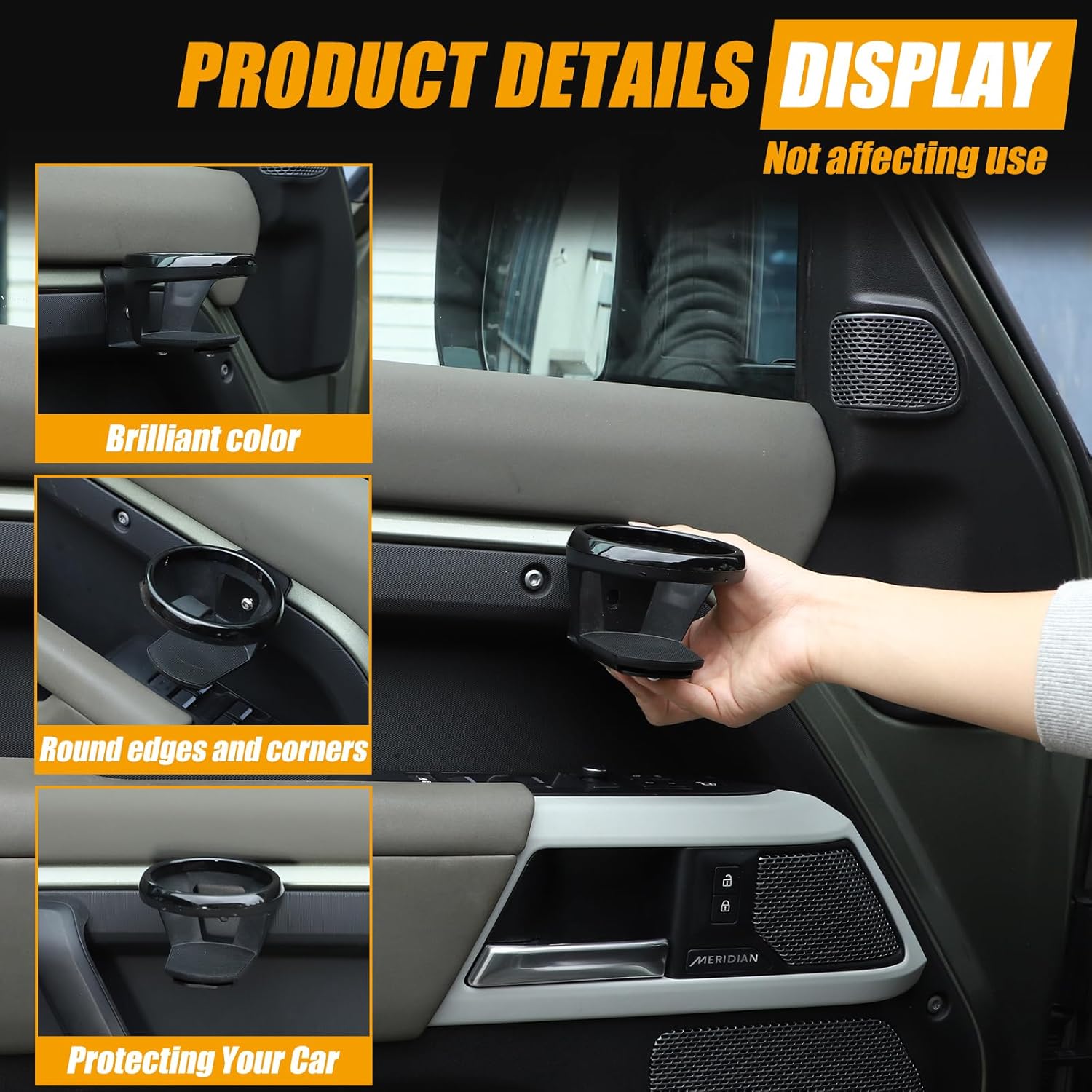Car Cup Holder Compatible with Land Rover Defender 90 110 130 2020-2025 Expander Drink Holder Door Expansion Cup Holders Water Door Expansion Holders Interior Expanded Cup Holders