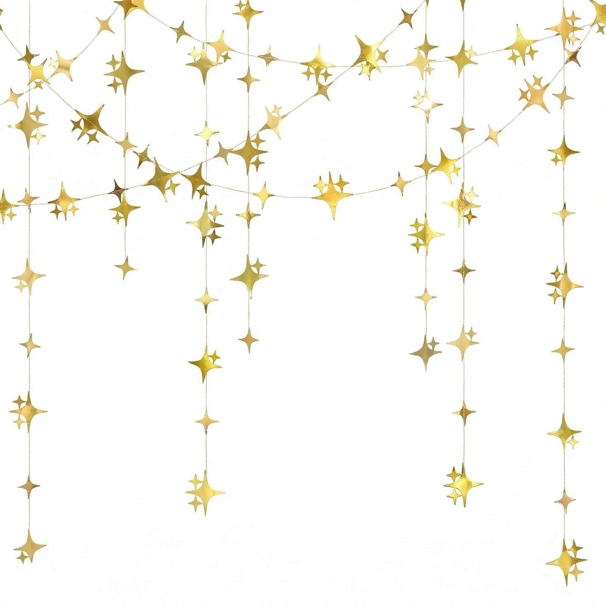 Star Garland Hanging Decorations - Sparkling Reflective Star Bunting, Party & Event Decor Accessories