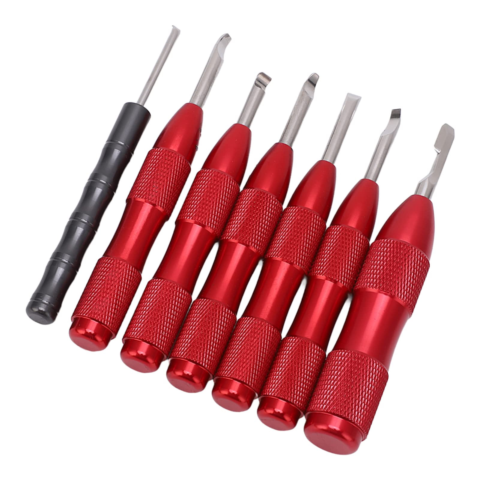 Juego de 7 herramientas para abrir tapa trasera de reloj, kit profesional de abridor de caja de reloj, removedor de caja trasera de aleación de aluminio con mango antideslizante, (Roja)