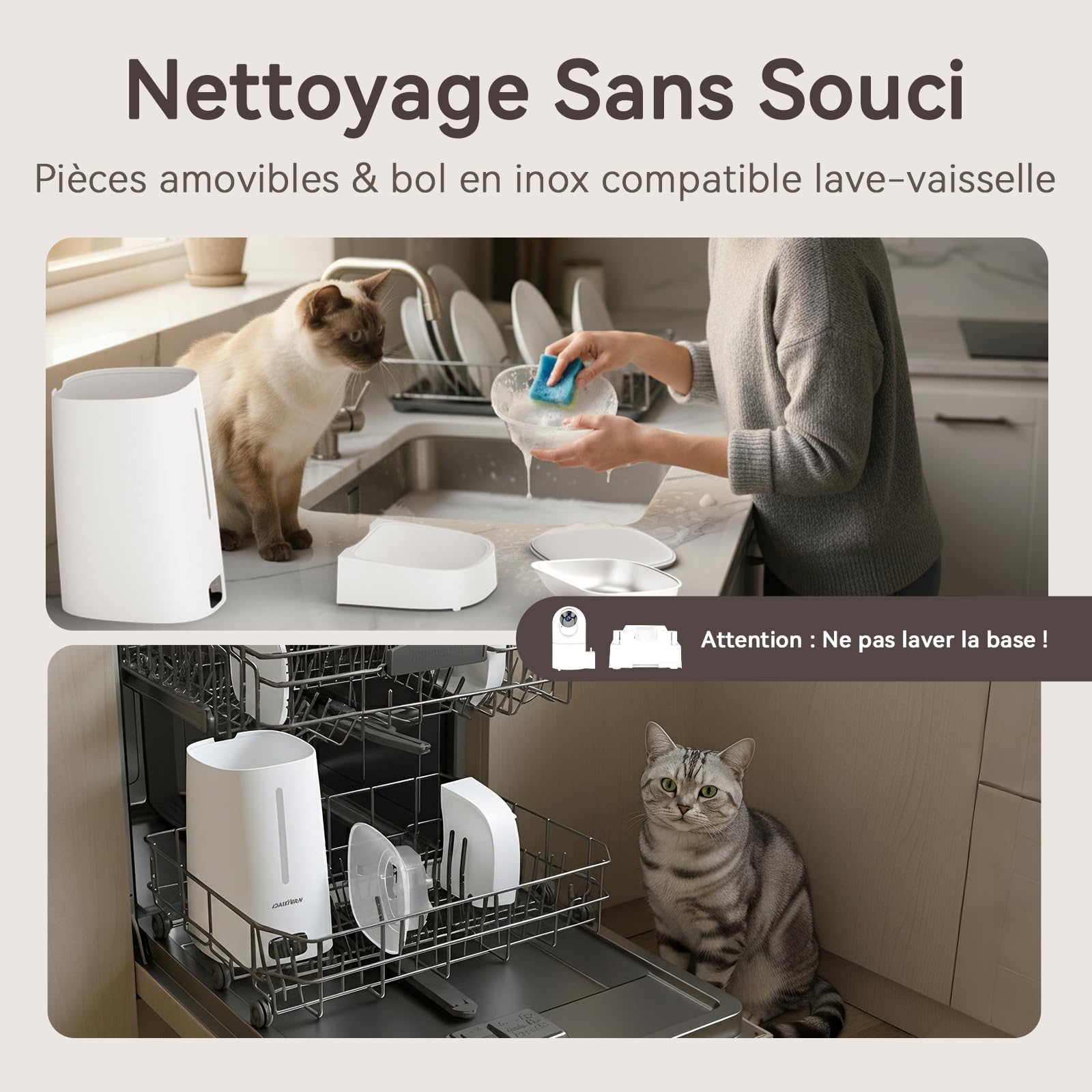 Distributeur Croquettes Chat Automatique 4L avec Caméra HD Amovible, Gamelle Automatique Chien avec Vision Nocturne, 2,4G/5G WiFi Contrôle Via App Tuya, Fonctionnalité IA Améliorée