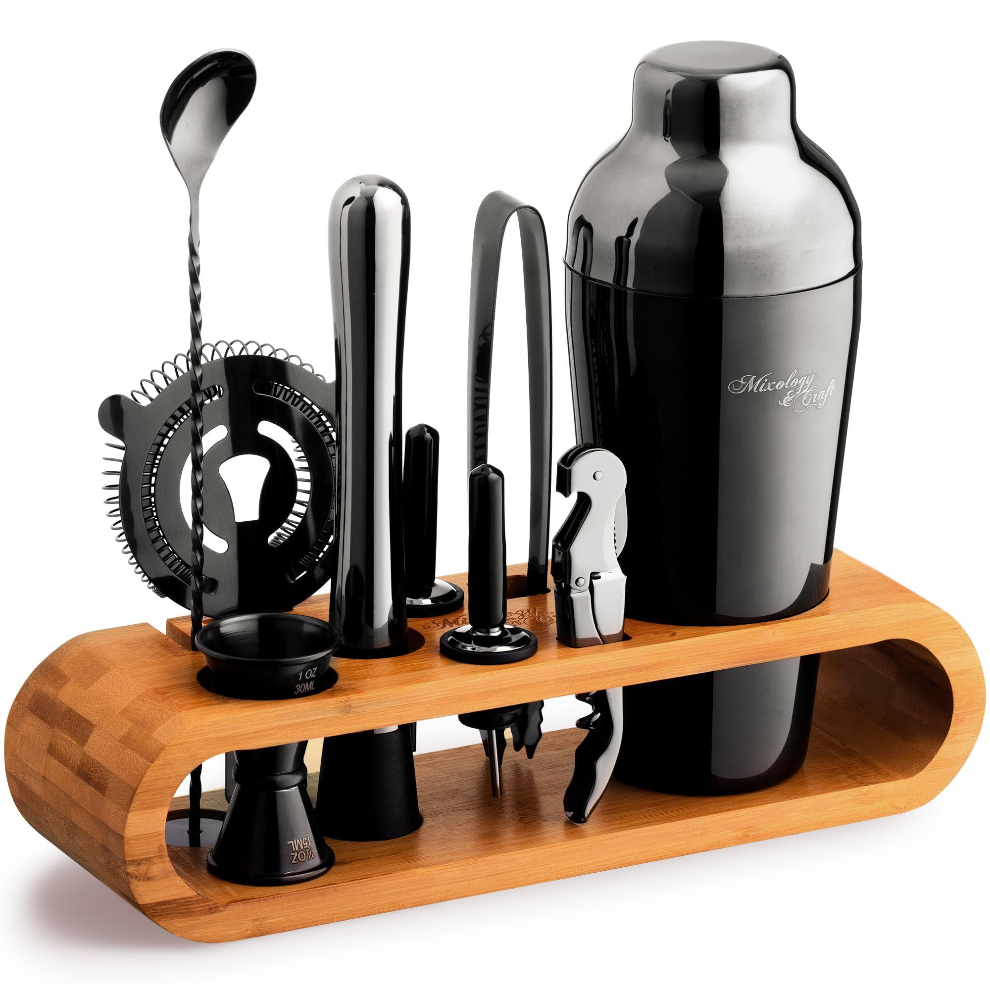 Mixology & Craft Bartender Kit: 10-Piece Bar Tool Set with Bamboo Stand | Perfect Home Bartending Kit and Martini Cocktail Shaker Set Great Drink Mixing Experience | Fun Housewarming Gift (Gun-Metal)