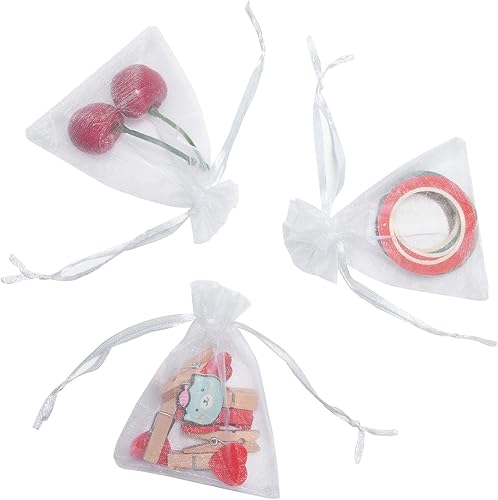 Miniatura 2 de Tendwarm 100 bolsas de organza transparente de 3 x 4 pulgadas para fiestas, bodas, Navidad, festivales, bolsas de regalo con cordón