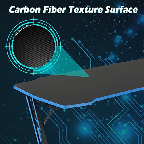 Miniatura 6 de Dkelincs Escritorio para juegos de 47 pulgadas en forma de Z, mesa de computadora para computadora, escritorio de oficina en casa, estación de