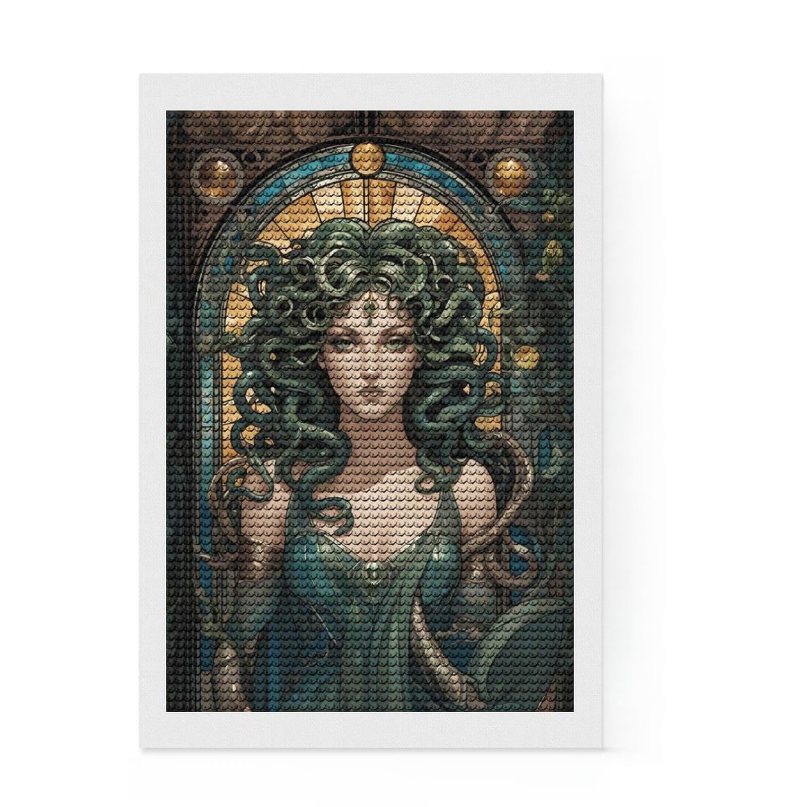 Junmoney Medusa Diamond Art Canvas 8"x12", Easy to Follow Symbols, Easy Handmade Project, Boho Decor, Holiday Gift Idea