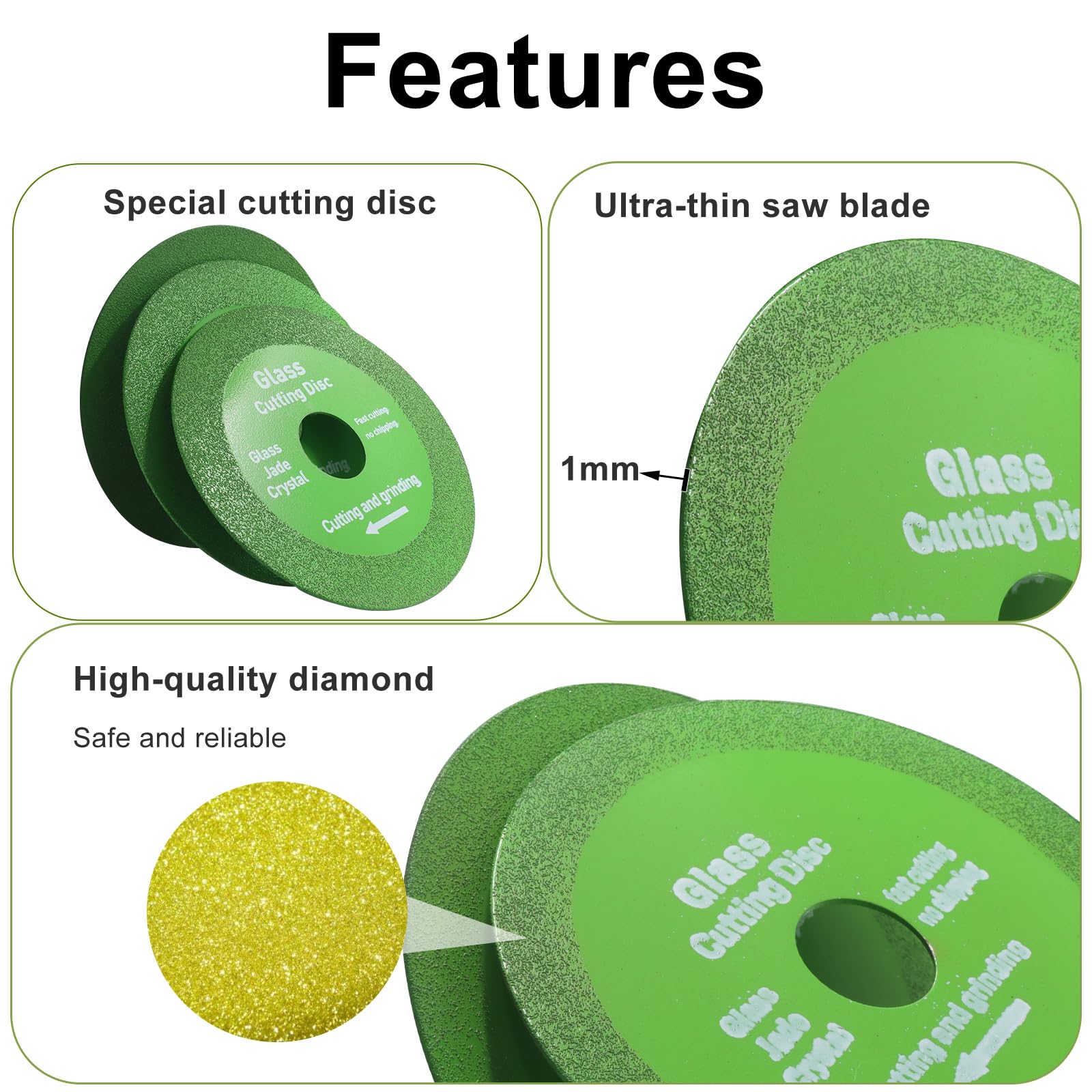 Paquete de 5 discos de corte de vidrio de diamante para amoladora angular, hoja ultrafina de 4.5 pulgadas para cortes suaves y precisos en botellas de vidrio, azulejos, cerámica, jade y vino