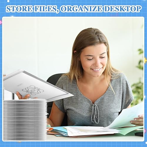 Miniatura 6 de Yeaqee 50 sobres de plástico de polietileno con cierre de botón a presión, carpetas transparentes para documentos, tamaño A4, tamaño A4, con