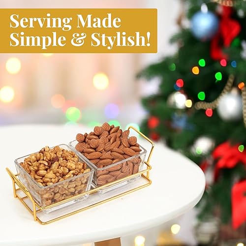 Miniatura 14 de Cesta de regalo de frutos secos, 7 platos seccionales con una variedad de nueces recién tostadas, regalo bellamente empaquetado para cumpleaños