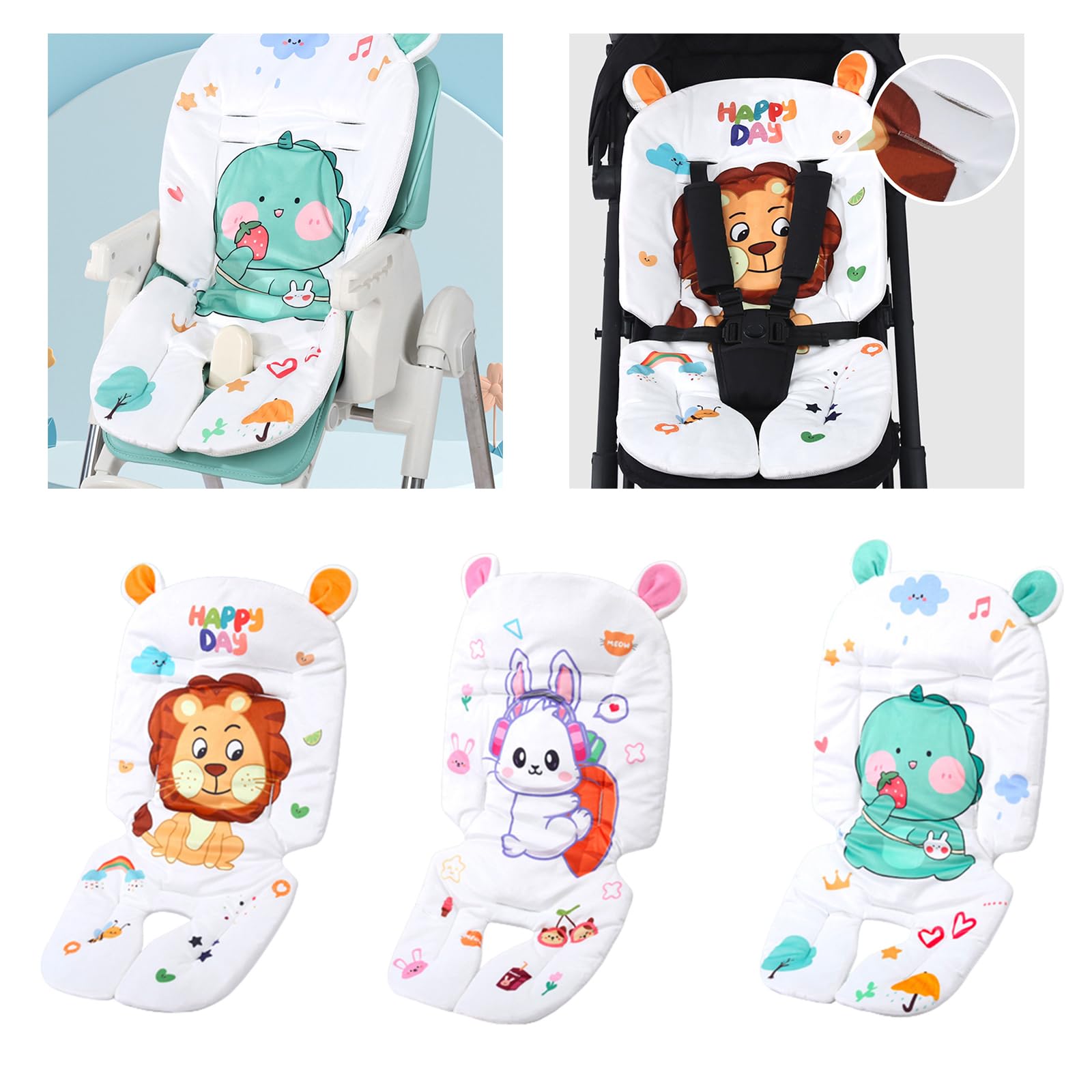 Cushion Buggys Pushchair Baby Liner Cartoon Support Pad for Toddler Baby Pram Carriage Cushion