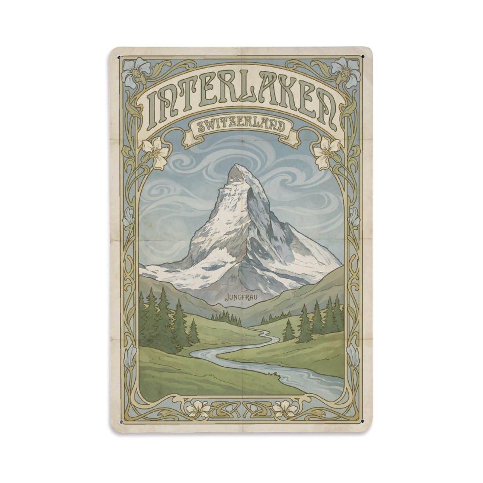 Switzerland Interlaken Travel Retro Metal Tin Sign