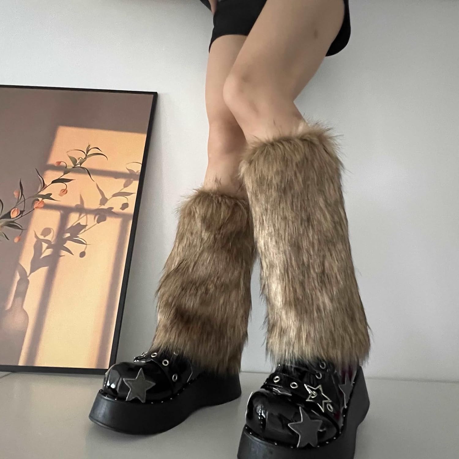 Fuzzy Faux Furs Leg Warmers Furs Long Cuffs Has Elastic Pair Carnivals Boot Uniform