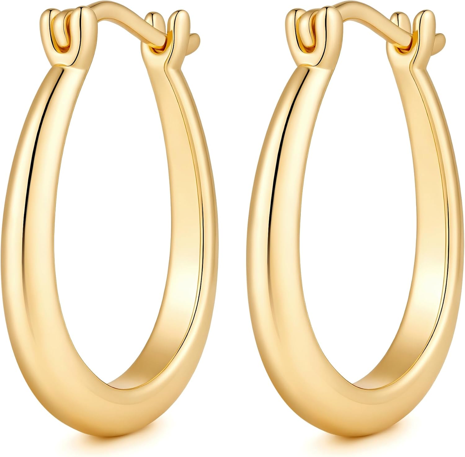 Gold Earrings for Women 14K Gold Hoop Earrings for Women Gold Hoop Earring for Womens Hoops U-shaped Playful Twist Hoops Earring for Womens 16/25/30/35mm