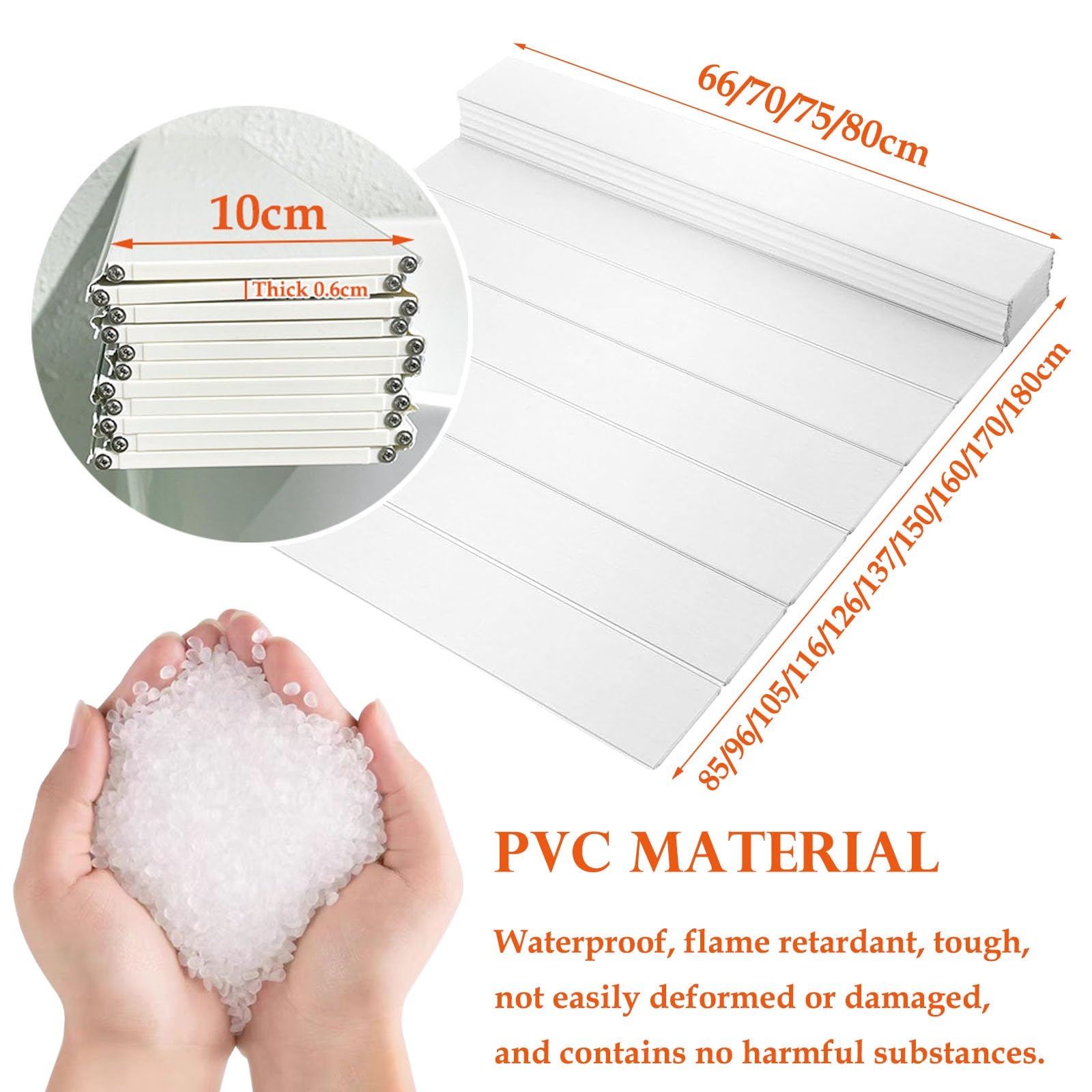 Cubierta plegable impermeable para bañera, tabla de baño de PVC a prueba de polvo, alfombrilla de 0,6 cm de grosor para bañeras de 116 x 66 a 170 x 80 cm, accesorio de baño blanco