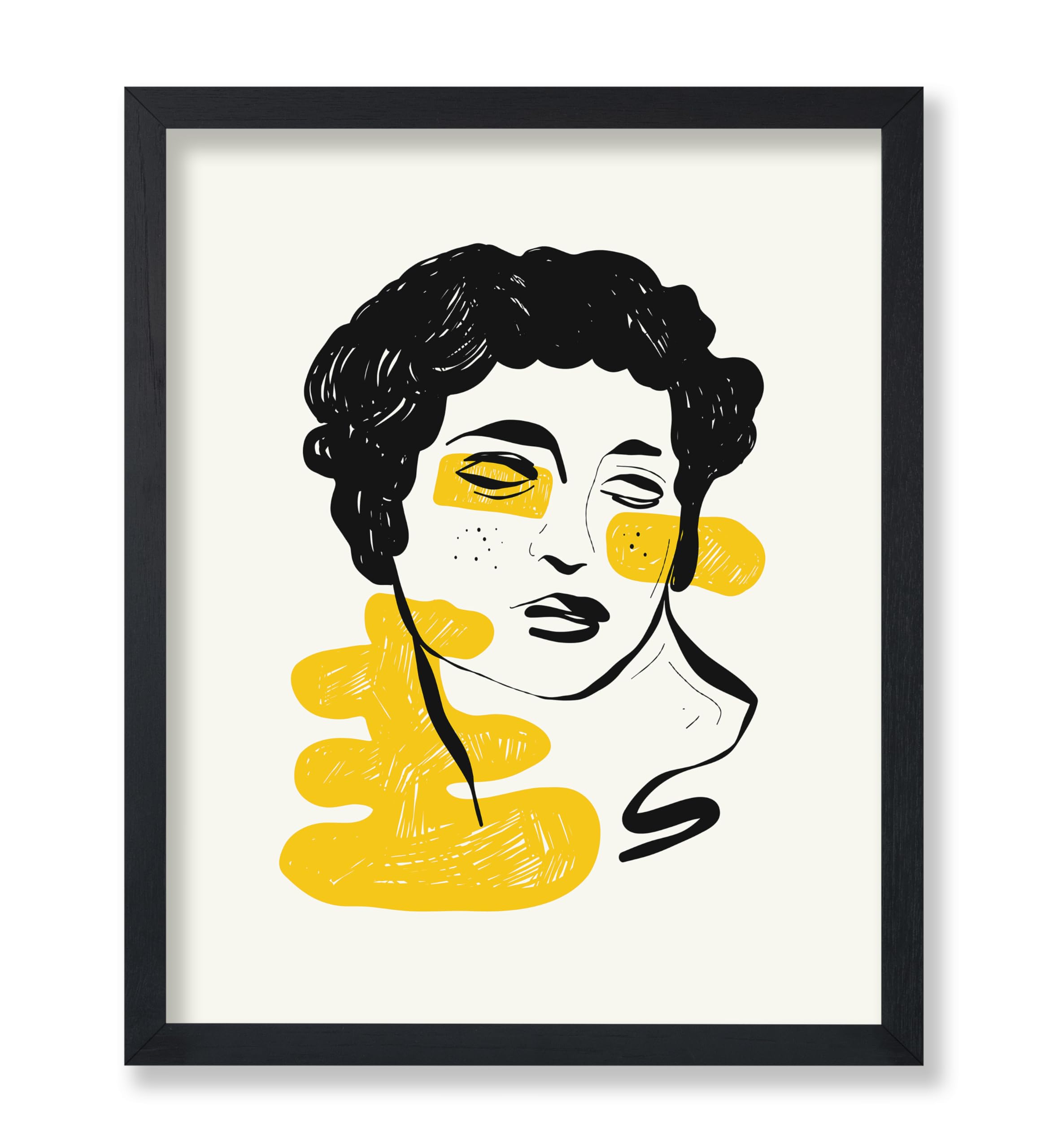 Poster Master Greek Statue Poster - Retro Goddess Print - Portrait Art - Abstract Design - Modern & Trendy Artwork - Black & Yellow Design - Chic Boho