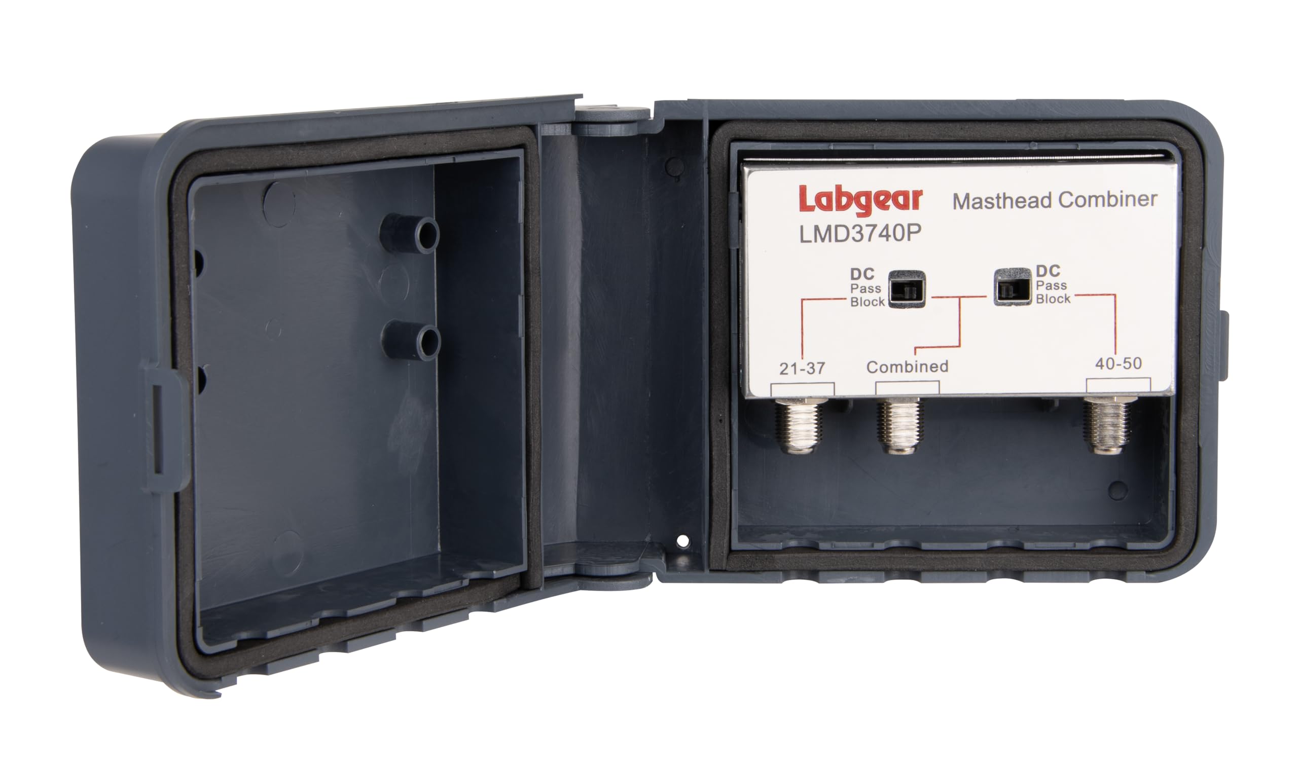 Labgear Masthead Combiner Switch LMD3740P Group A/B Diplexer with Switchable Power-Pass, Weatherproof Outdoor Casing, Combines VHF/UHF TV Aerial Signals, Low Signal Loss