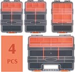 MIXPOWER Ensemble de 4 Organisateurs de Boîte à Outils pour Quincaillerie et Pièces, Rangement Polyvalent et Durable, Diviseurs en Plastique Amovibles Personnalisables, Rangement et Transport, Noir/Orange