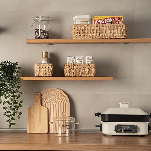 Miniatura 3 de FairyHaus Cestas de mimbre para organizar 5 unidades, cesta de almacenamiento de mimbre de jacinto de agua natural