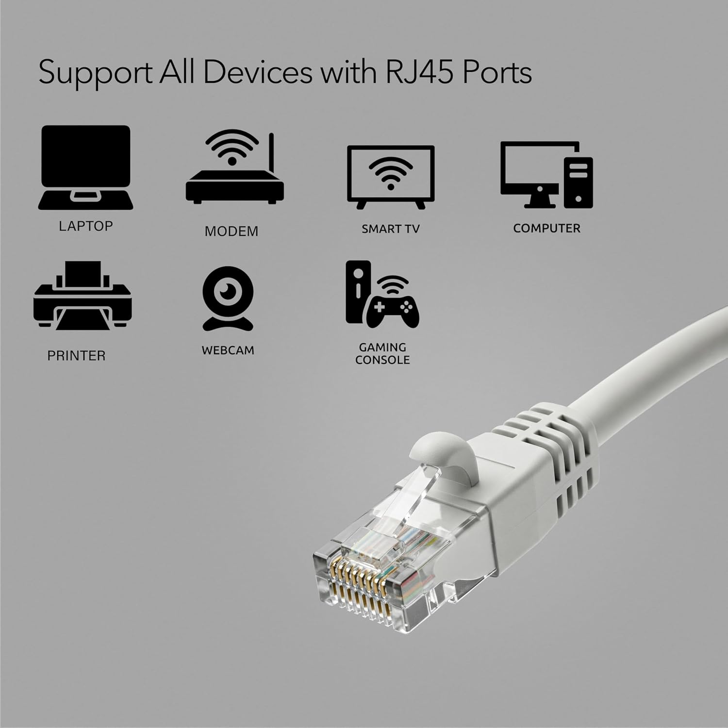 24 Pack Snagless Short Cat 5e Ethernet Cable - 10 Ft, High-Speed Internet Network Cable, PoE, RJ45 Connector, Gigabit LAN Patch Cord for Router, Modem, PC, Gaming, Smart TV, PS5, Black