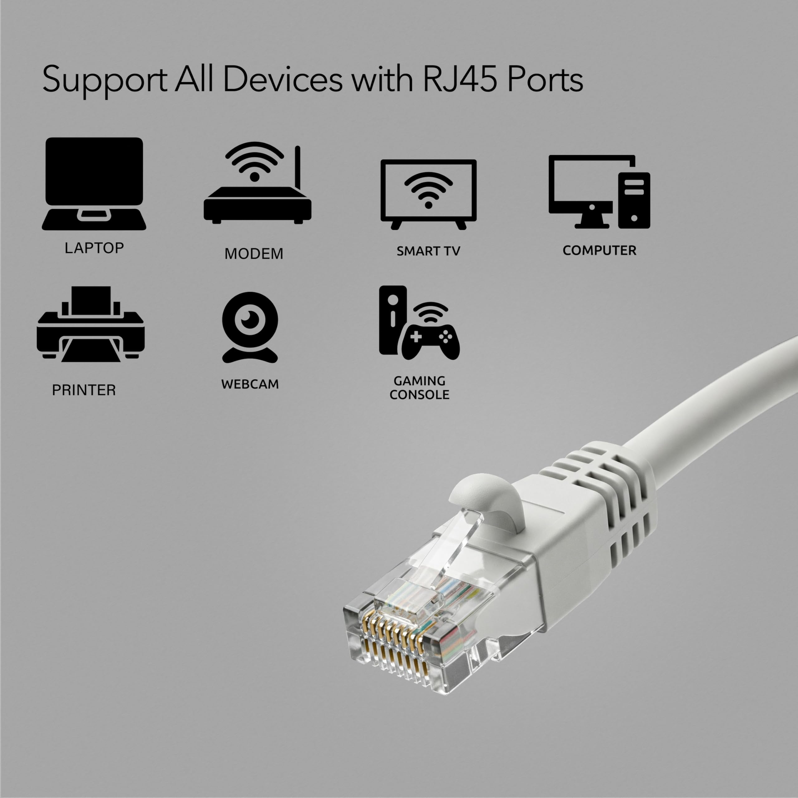 Lot de 24 câbles Ethernet courts Cat 5e sans accroc – Câble réseau Internet haut débit, PoE, connecteur RJ45, cordon de raccordement LAN Gigabit pour routeur, modem, PC, jeux, Smart TV