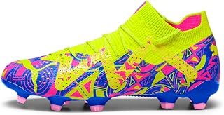 Future Ultimate Energy Firm Ground/Ag - Tacos de fútbol para hombre, suelo firme, color azul, Ultra Azul/Amarillo Alert/Rosa Luminoso, 42 EU