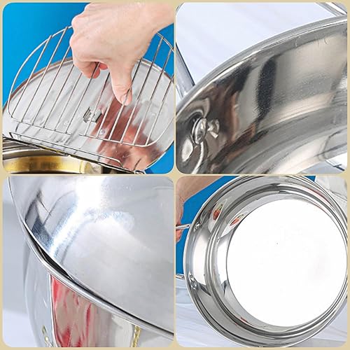 Miniatura 7 de Olla japonesa para freidora, olla de acero inoxidable con termómetro y escurridor de aceite para cocinar con tapa y filtro (mediana de 13 pulgadas)