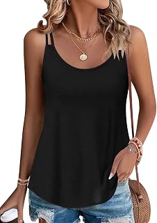 Damen Tank Top Sommer Spaghetti Oberteile Ärmellose Rundhalsausschnitt Shirt Blusen Tops