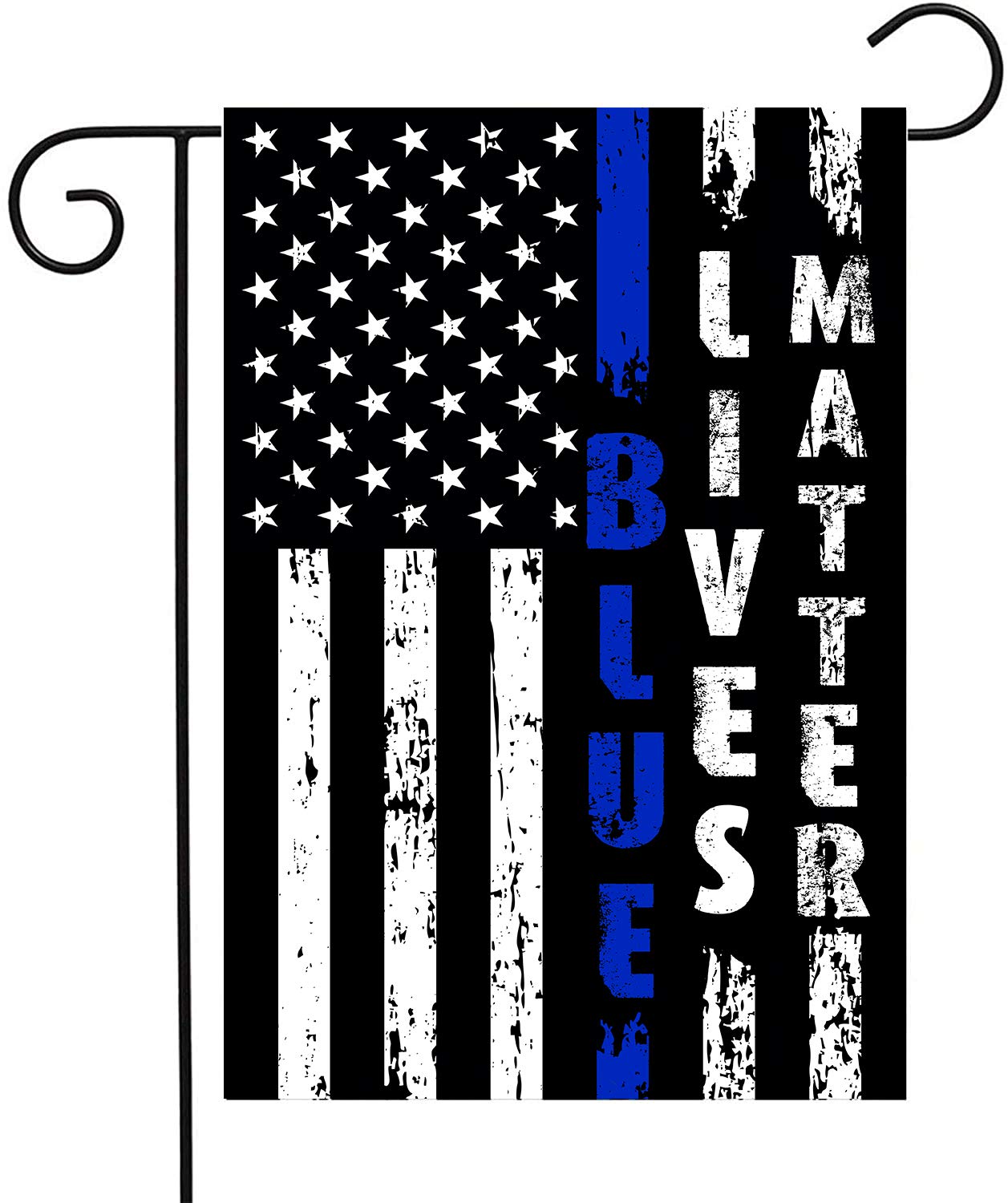 Thin Blue Line Garden Flag Law Enforcement Blue Lives Matter Flag Blue Line American Flag 12x18 Double Sided Outdoor Yard Lawn Small Decor
