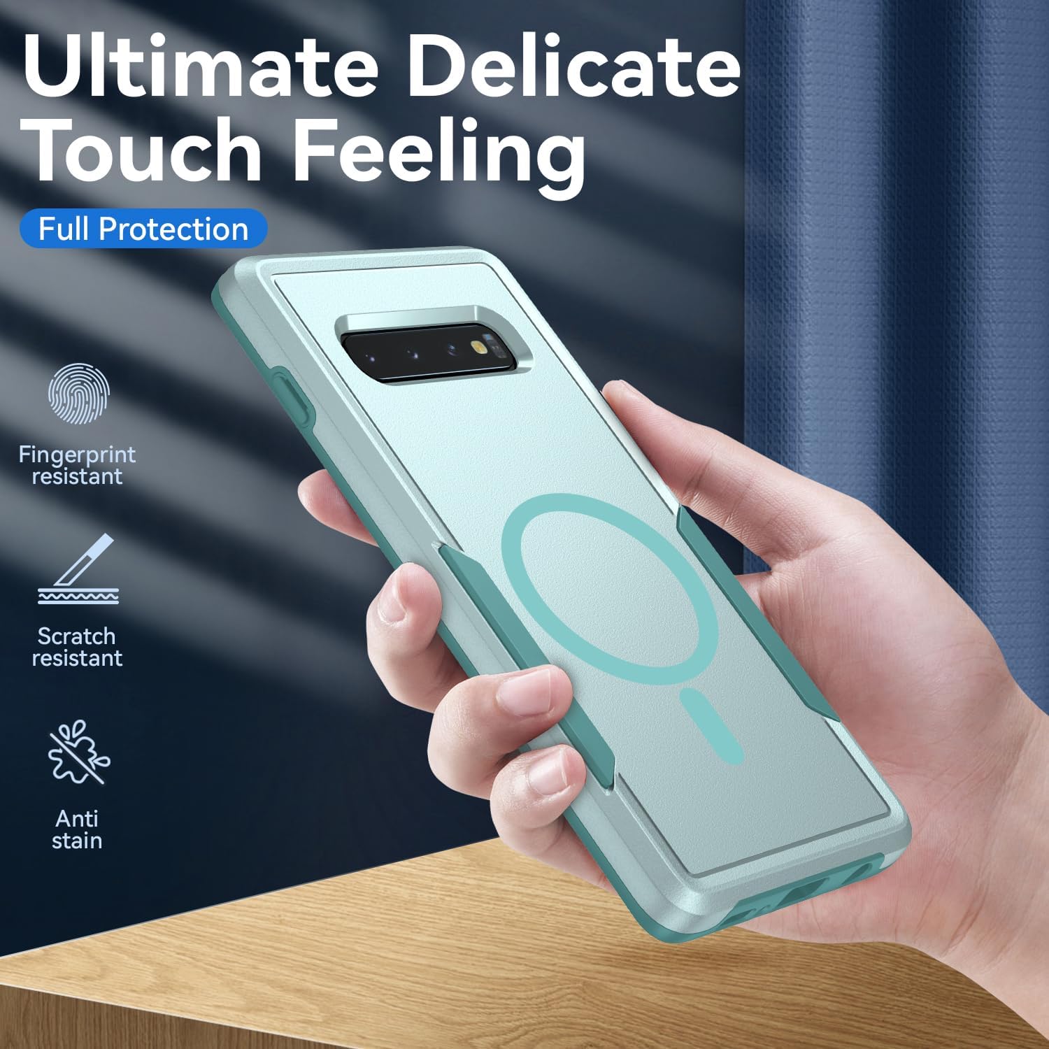 for Samsung Galaxy S10 Plus Case,[Compatible with Magsafe] [Military Grade Drop Tested] Shockproof Magnetic Tough Rugged Protective Phone Case -6.4 inch (Mint Green) - Image 6