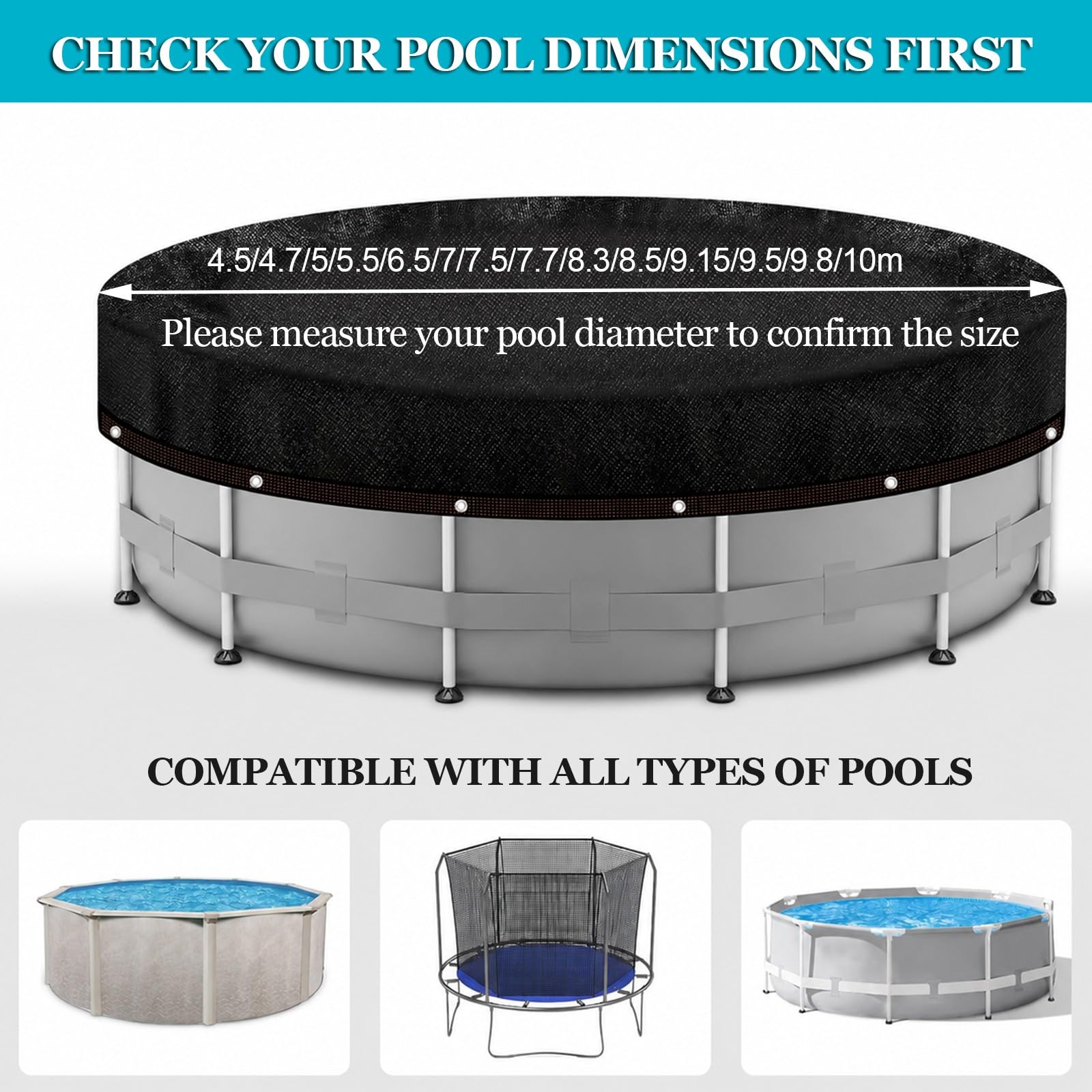 Bâche Piscine Ronde, Filet HDPE Anti-Feuilles pour Piscine Hors Sol | Maille perméable, œillets métalliques, bords renforcés, feuilles et débris, bassin, automne et hivernage(6.5m/21.3FT)