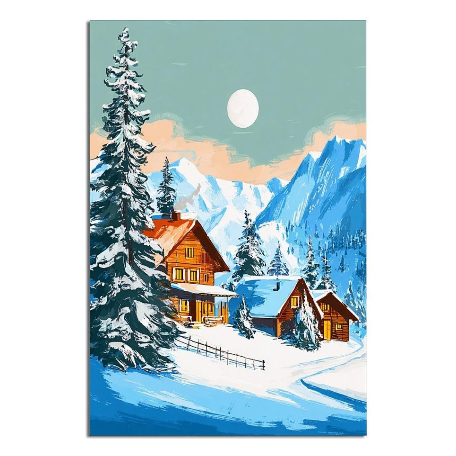 iPuzou Kitzbuhel Austria Ski Posters 20x30inch(50x75cm) Vintage Watercolor Canvas Art