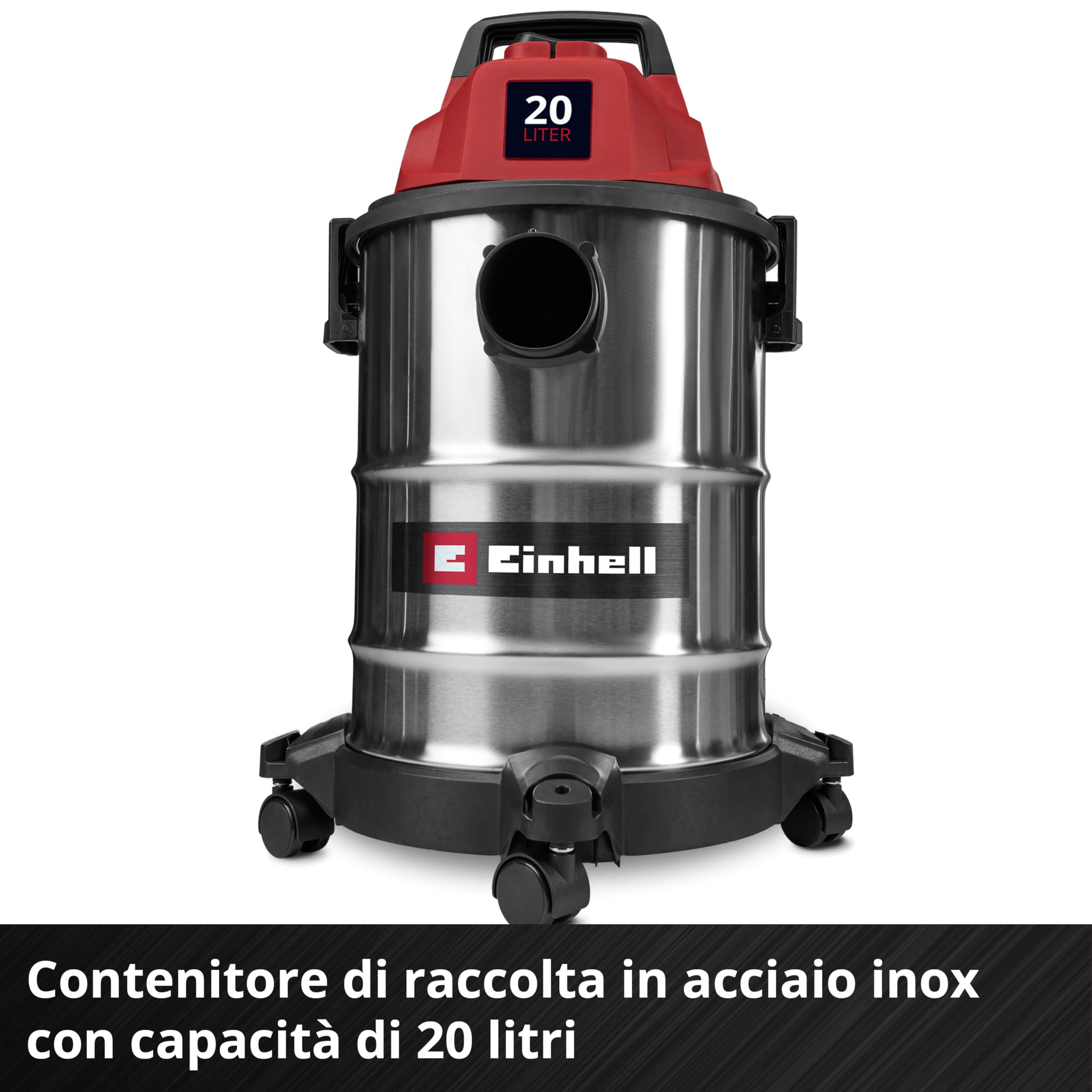 Einhell Aspiratore a secco e umido TC-VC 2045 S 900 W 180 mbar 20 l acciaio inox